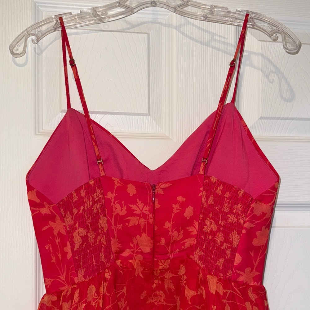 Amanda Uprichard Pink Floral Tiered Spaghetti-Strap Gown - Picture 9 of 14